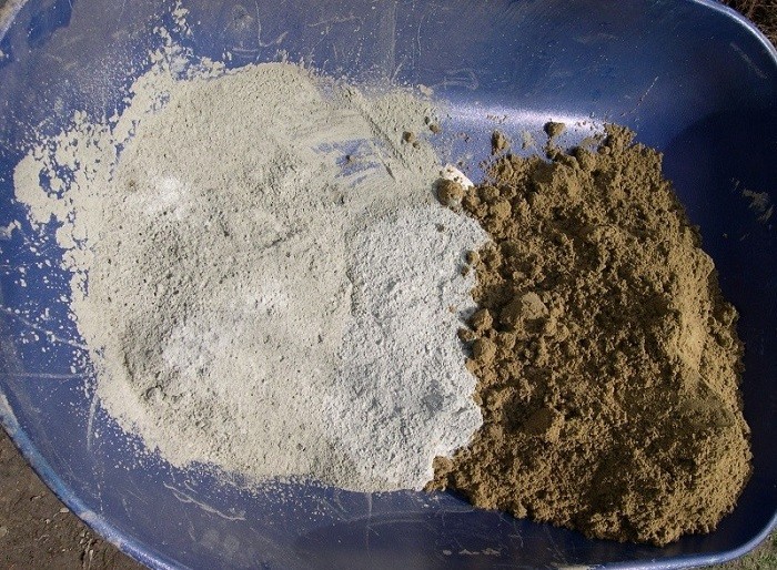 Фото песка и цемента рядом до соединения
