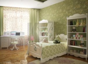 Зеленая детская комната для девочки во французском стиле