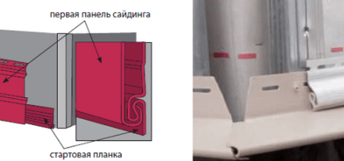 Первая панель устанавливается в стартовую планку и паз наружного угла. При этом соблюдается зазор в 2–3 мм. Все Г-образные замки замыкают на внутренней стороне планки.