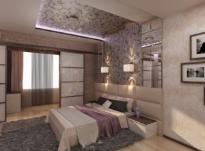 Уникальный дизайн спальни с гардеробной